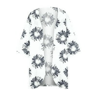 Ljetna ušteda odjeća Loopsun Ženske zimske kapute, ženski cvjetni print puff rukav kimono kardigan labav