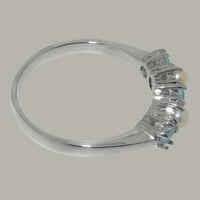 Britanci napravili bijeli zlatni prirodni akvamarin i kultivirani biserni ženski prsten - veličine opcija - veličine 10,25