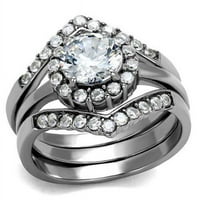 Žene visoko polirani prsten od nehrđajućeg čelika sa AAA CRT CZ-om jasno - veličina 6