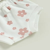 Peyakidsaa dojenačka dječja dječja dječja kratke hlače Postavite kratki rukav vafla pletena cvjetna