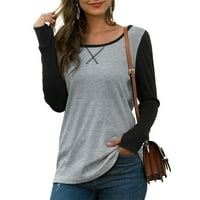 PLNOTME Ženska majica s dugim rukavima u boji Ležerne prilike bez labavih okruglica Baseball Fashion