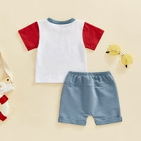 Douhoow Dan nezavisnosti Baby Boys Set Odjeća Pismo Majica Shorts Ljetna odjeća za dojenčad 0-24m