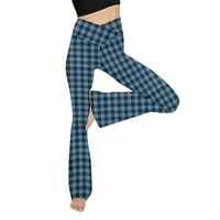 GENUISKIDS yoga hlače za žene Crossover Hlače visokog struka Tummy ControlSolid Color Yoga Flare pantalone