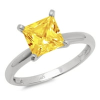 0. CT sjajna princeza Clear Simulirani dijamant 18k bijeli zlatni pasijans prsten sz 10