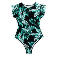 CETHRIO ženski tankeni kupaći kostimi - modni ispis bez leđa Sijamski kupaći kostimi zeleni