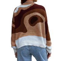 Ženski džemperi Ležerne prilike u boji u boji okrugli vrat Rust Brown L