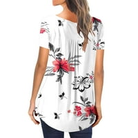 Žene Ljetne casual vrhove Kratki rukavi Tunički gumb Ispis serije TEE majice Napomena Molimo kupiti