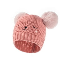 Dadaria Girls Hat 0-3 godine Toddler Baby Topli pleteni šešir - zimska dječja boca dvostruka kugla za