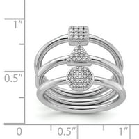 Sterling srebrni rodirani kvadratni okrugli trokut CZ prsten set QR7107