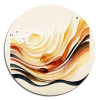 Art DesimanArt 'Burnt Narančasti valovi Sažetak IV' Moderna metalna okrugla zidna umjetnost - disk od