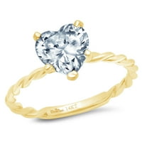 2. CT briljantno srce Clear Simulirani dijamant 18k žuti zlatni pasijans prsten sz 6.75