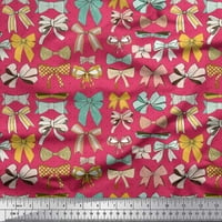 Soimoi Pink baršun tkanina Multi luk i točkica ispisana zanatska tkanina od dvorišta široko