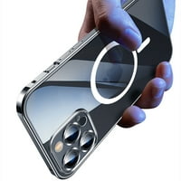 Luksuzan jasan slučaj za iPhone Pro, tanki kristalni transparent aluminijski legura za platnu magnetni