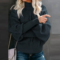Chiccall Womens casual crewneck dugih rukava Softin COLL COMFY kabel pletene pulover džemperi na klirensu