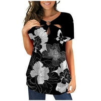 Ženska modna casual udobnog tiskanog bluza s kratkim rukavima O-izrez