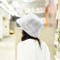Walbest Womens Winter Warm Plish Cap kašike, puna boja Flaffy Flaty Wide Wide Wide With Ribar, žene Muškarci Topli šešir