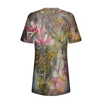 Ženski ljetni vrh V-izrez kratki rukav leptir slikanje Ispis TOP bluza majica majica za žene kaki s
