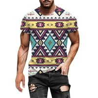 Muška grafička majica kratkih rukava s kratkim rukavima, etnički stil print Crew Crt Majica Street Fashion