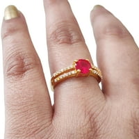 Ruby prsten, čvrst sterling srebro, ženski prsten, prirodni rubin, srpanj, žuti zlatni mikron, božić,