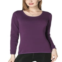 Capreze Crew Crt majica Torvi od punog boja za žene plišani tee bazni sloj zadebljani pulover ljubičasta