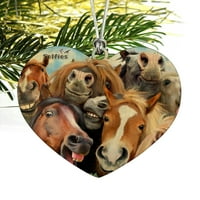 Konji Selfie Heart Love Wood Christmas Tree Holiday Ornament