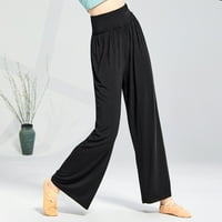 Zkozptok Ženske hlače Labavi visoki struk Široki pamučni pamuk Casual Yoga teretana, crna, XL