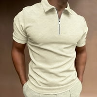 Muški muškarci Proljeće Ljetna bluza Zipper polo kratki rukav majica na vrhu L