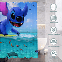 Lilo & Stitch Cartoon Tuš za tuširanje Curring Curring Podesite vodootporne ekrane za kupanje sa kukama-F,