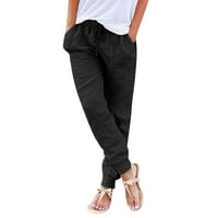 Jiyugala Hlače za žene konusne hlače nacrtajući nazad elastične strugove hlače casual pantalone sa džepovima