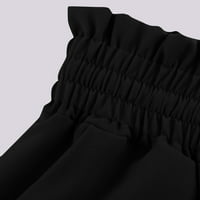 Ženske hlače u boji elastične remene široke noge visoki struk Culottes Black M