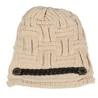 Qcmgmg Dugme Chunky Fashion Beanies za žene Čvrsti zimski kabel pletiva hladno vrijeme Beanie šešir
