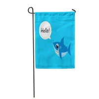 Plavi crtež slatki morski pas kaže pozdrav beba crtane zastave za zastavu Ban zastava Baner