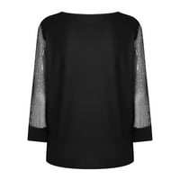 Ženske vrhove Jesen žene Print Mrežni dugi rukav V-izrez bluza s pulover Tunički vrhovi majicaPlus veličine