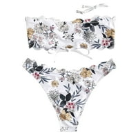 Viikei bikini set kupaće kostimi za žene Ljeto plus veličine modnog cvjetnog ispisa skelopirani bandeau