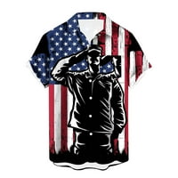 Clearice Muške košulje 4. jula Američki majica Vintage Lan SOLID košulja Džepovi za majice Crna m