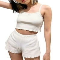 Thaisu Žene Ljeto 2-komadno set odjeće čipke patchwork Basic Camisole i labave kratke hlače, s m l