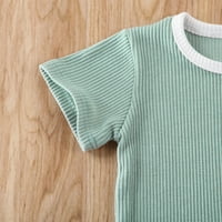 Century Newborn Baby Ljetna odjeća set kratki rukav rebrasti pletene vrhove majica Majica čvrste kratke