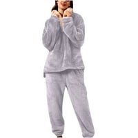 Ženska zadebljana topla janjetina kašmir lapela pidžama pajamas kupaonice, m-xxl