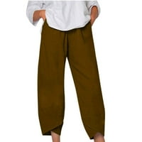 Ženske hlače od pamučne patkene hlače za čišćenje modne vrećice Lagana težina fit comfy wide nogu hlače