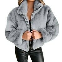 Zipper obrezan kaput za žene labave ležerne jesenske zimske jakne s dugim rukavima