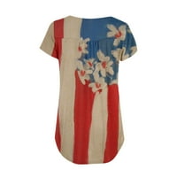Strungten ženska ležerna ljetna tipka V-izrez kratki rukav majica Nezavisnosti Dan za neovisnost Print