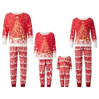 Boight Christmas Porodica Podudaranje pidžama Set Prekrasno drvo Print Dugi rukav pulover na vrhu +