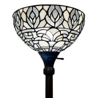 Roma u. Smeđa tradicionalna podna lampa s bijelim paunskim peanovim perom