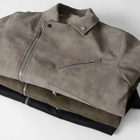 Muška zimska kožna jakna imitacija svinjska PU jakna patentna jakna s velikim remenom jakna crna xxl