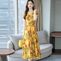 Toto ljetne haljine za žene modni ljetni sred-kalf kratkih rukava kratka rukava cvjetna haljina za ispis