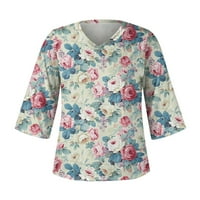 Ženske majice ruhove casual majice V izrez Loose Comfy vrhovi Tee Lagana slatka bluza Pink XL