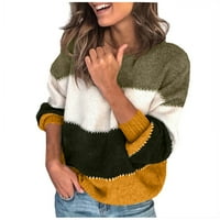 Ženske modne džempere za žene plus veličine dame pruga okrugli izrez Fit pletene dukseve za dno za žene