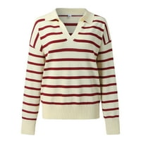 Riforla Women Striped Print Mekani komforni topli casual labavi džemper Vrhovi ženski duks pulover m