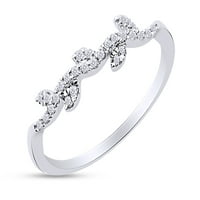 0. CARAT okrugli rez bijeli prirodni dijamantski trendi prsten za vjenčanje u 14k bijelo zlato preko