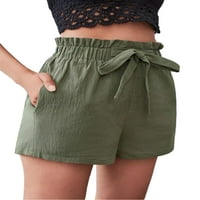 Leuncero Womens Ljetne kratke hlače Čvrsta boja elastični struk džepove casual pantalone baggy plaže